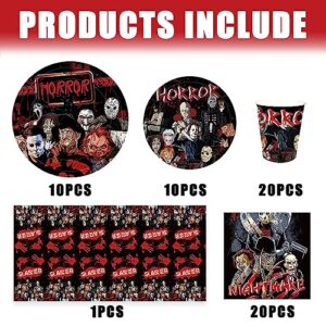 Horror Movie Birthday Party Supplies Horror Movie Party Favors Tableware Includes Tablecloth Cups Plates Napkins for Halloween Decor