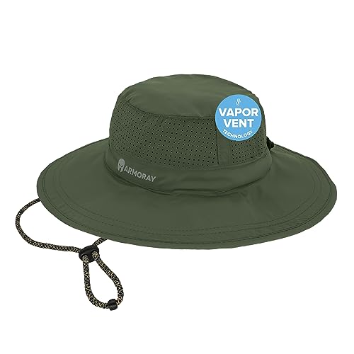 ARMORAY Cooling Boonie Bucket Hat - Wide Brim Adjustable Sun Hats for Men and Women- Army Green