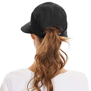 Century Star Womens Sun Hat Wide Brim UV Protection Summer Visor 2 in 1 Zip-Off Beach Hat for Women Golf Hats Outdoor Cap Black One Size