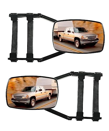 AOCISKA Car Tow Mirrors,Universal Clamp-On Towing Mirror 360 Degree Rotation Adjustable Towing Mirror,RV Leveling Blocks Rear View Side Clip on Mirror Extensions for Towing