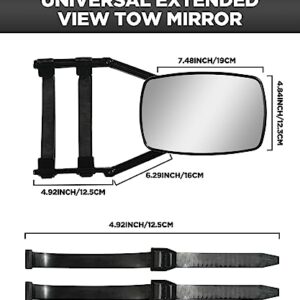 AOCISKA Car Tow Mirrors,Universal Clamp-On Towing Mirror 360 Degree Rotation Adjustable Towing Mirror,RV Leveling Blocks Rear View Side Clip on Mirror Extensions for Towing