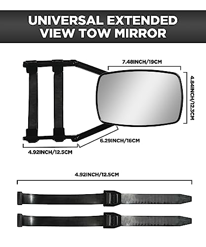 AOCISKA Car Tow Mirrors,Universal Clamp-On Towing Mirror 360 Degree Rotation Adjustable Towing Mirror,RV Leveling Blocks Rear View Side Clip on Mirror Extensions for Towing