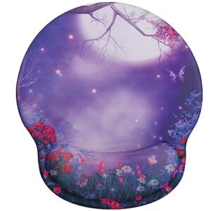 round ergonomic mouse pad with wrist support rest,purple