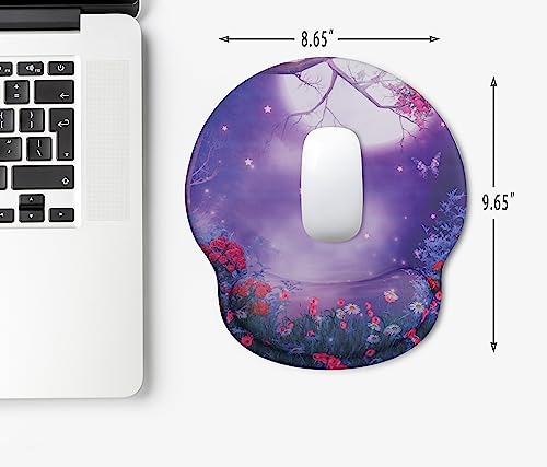 Round Ergonomic Mouse Pad with Wrist Support Rest,Purple