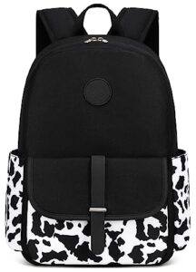 bluboon college laptop backpack school bookbag travel school bag for high school(cow-black)