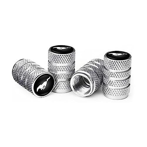 4PCS Metal Car Tire Valve Caps Valve Stem Cover Compatible with Ford Mustang Series Tire Car Decoration Accessories(Silver)