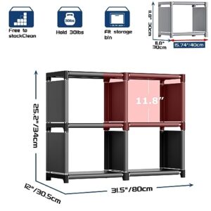 Mavivegue Book Shelf, 4 Cube Storage Organizer, DIY Bookcase, Metal Cube Bookshelf,Book case for Bedroom, Living Room,Office,Closet Storage Organizer, Black Cubicle Storage Rack