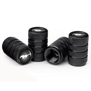4pcs metal car tire valve caps valve stem cover compatible with ford mustang series tire car decoration accessories(black)