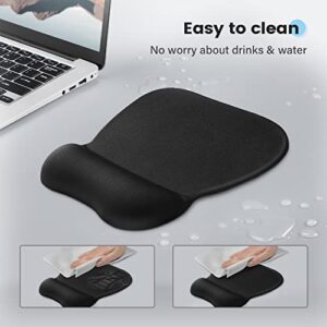 Soqool Mouse Pad, Ergonomic Mouse Pad with Wrist Support Gel Mouse Pad with Wrist Rest, Pain Relief Mousepad with Non-Slip PU Base for Laptop, Office & Home, 9.4 x 8.1 in, Classic Black