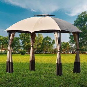 hausheck 10x12 ft outdoor gazebo, patio gazebo with zippered curtains, solar led lights and remote control, metal gazebos for backyard, deck and lawns