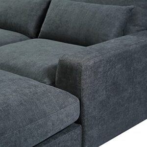 BSYEIO 129.9" Modern Sectional Sofa for Living Room, L Shaped Sofa Couch with Convertible Ottoman Modern Upholstered Sofa Couch with Ottoman Waist Pillows - Grey