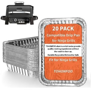 tohonfoo 20 pack drip pan liners for ninja og701 woodfire outdoor grill & smoker - compatible with weber genesis - spirit - q series - disposable aluminum foil grease tray liners