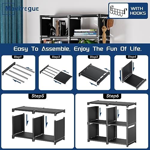 Mavivegue Bookshelf,10 Cube Storage Organizer,Book Shelf Organizer,Tall Bookcase Shelf,Book Cases/Shelves,Black Cube Shelf,Cubbies Closet Storage Organizer Shelves for Bedroom,Living Room,Home,Office