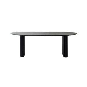 craftthink dining table, modern oval table with wood finish black wooden dinner table for living dining room home family, furniture 63" l x 27.5" w x 29.5" h without chairs