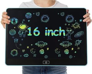 writing tablet for kids 16 inch lcd kids drawing tablet large screen erasable drawing colorful doodle board learning educational toy gift for 3 4 5 6 7 year old girls boys (blue)