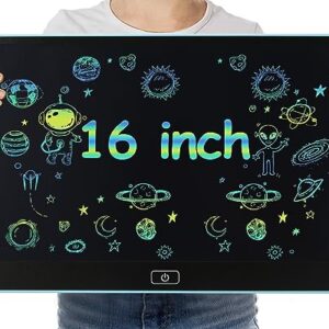 Writing Tablet for Kids 16 Inch LCD Kids Drawing Tablet Large Screen Erasable Drawing Colorful Doodle Board Learning Educational Toy Gift for 3 4 5 6 7 Year Old Girls Boys (Blue)