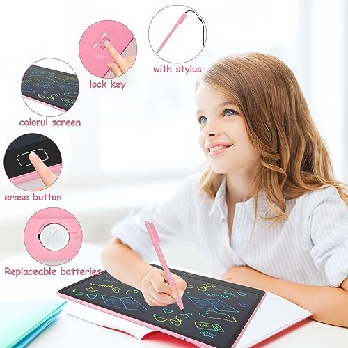 Writing Tablet for Kids 16 Inch LCD Kids Drawing Tablet Large Screen Erasable Drawing Colorful Doodle Board Learning Educational Toy Gift for 3 4 5 6 7 Year Old Girls Boys (Blue)