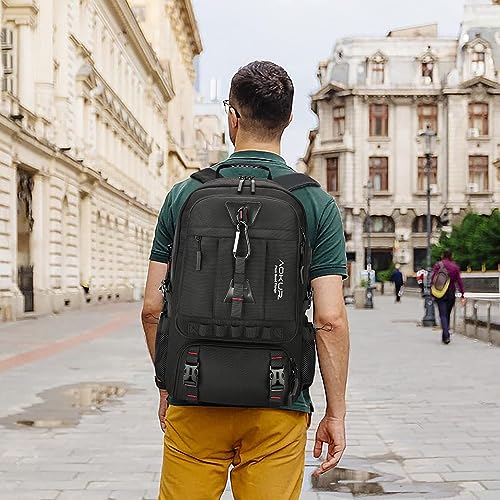 aokur Large Travel Laptop Backpack with Wet Bag Shoe Compartment,50L Expandable Flight Approved Backpack,17.3 inch Hiking Backpack for men women,Waterproof, Black