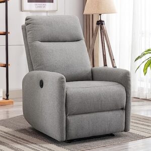 anjhome classic power recliner chair comfy reclining chairs with adjustable backrest and footrest, heavy duty electric recliners single sofa for living room (1, grey)