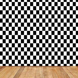 maqtt 8x6ft black and white checkered photo background chessboard theme children's birthday party decor supplies baby shower festival party photography backdrop