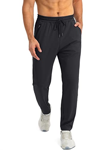 G Gradual Men's Sweatpants with Zipper Pockets Tapered Joggers for Men Athletic Pants for Workout, Jogging, Running (Black, 3X-Large)