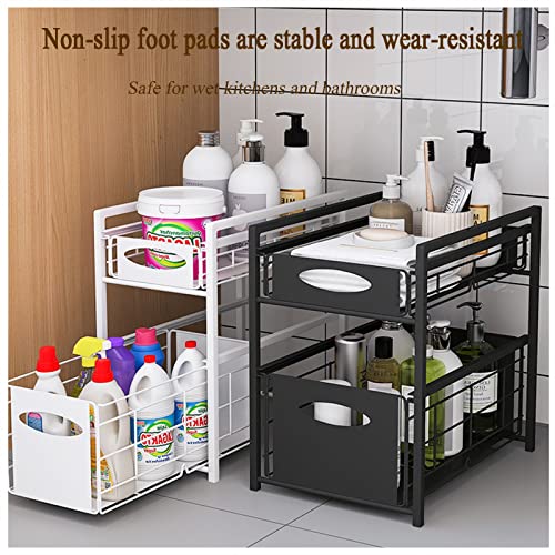 Under Sink Organizers,Kitchen Cabinet Organization,Under Sink Shelf Organizer Rack Multi-purpose Under Sink Storage For Bathroom Kitchen (Color : Black, Size : 39.8x22.4x37.4cm) (Color : White.)