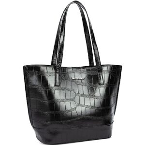 Montana West Tote Bag for Women Crocodile Pattern Handbag Elegant Shoulder Bag Chic Hobo Purses MWC-069BK