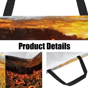 KQNZT Reusable Grocery Bags, Large Foldable Reusable Shopping Tote Bags Bulk for Groceries, Waterproof Kitchen Cloth Produce Bags with Long Handles, Sunrise Sunflower