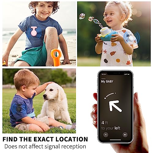 WOOPIT Airtag Holder for Kids Hidden,AirTag Waterproof Holder,6 Pack Air Tag. Holder Kids,Kids Airtag Tracker Case with Pin is,Suitable for Children Elderly, Backpack,Luggage (Black+White+Pink)