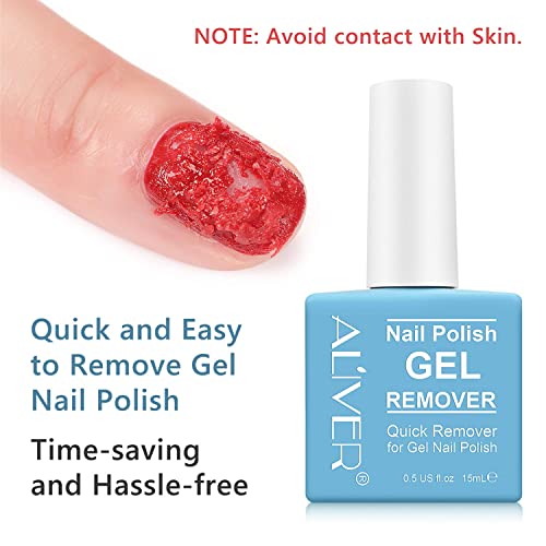 Gel Nail Polish Remover, Professional Gel Remover for Nails, Quick & Easy Remove Gel Nail Polish 2-5 Minutes, Don't Hurt Nails, Nail Polish Remover with Nail Polish Scraper Kit (15ML)