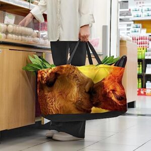 KQNZT Reusable Grocery Bags, Large Foldable Reusable Shopping Tote Bags Bulk for Groceries, Waterproof Kitchen Cloth Produce Bags with Long Handles, Animal Llama