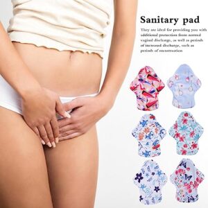 Healifty 7Pcs Reusable Menstrual Pads, Washable Bamboo Charcoal Cloth Pads with Wet Bag, Reusable Panty Liners, Reusable SanitaryPads for Women