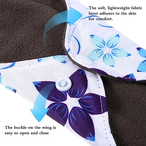 Healifty 7Pcs Reusable Menstrual Pads, Washable Bamboo Charcoal Cloth Pads with Wet Bag, Reusable Panty Liners, Reusable SanitaryPads for Women