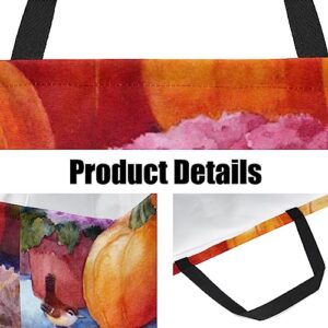 KQNZT Reusable Grocery Bags, Heavy Duty Reusable Shopping Bags, Large Tote Bags with Long Handles and Reinforced Bottom, Retro Garden Pumpkin Bird Fall