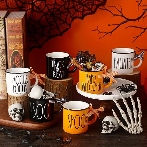 6 Pcs Halloween Mini Coffee Mugs Boo Pumpkin Trick or Treat Mini Coffee Cups for Tiered Tray Decor Halloween Coffee Bar Decor for Home Kitchen Table Decor Centerpieces Housewarming Gift