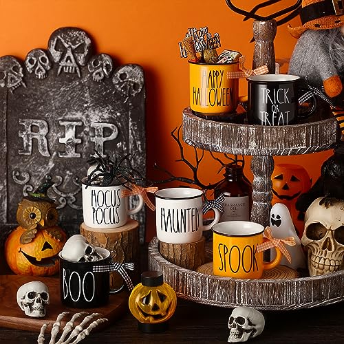 6 Pcs Halloween Mini Coffee Mugs Boo Pumpkin Trick or Treat Mini Coffee Cups for Tiered Tray Decor Halloween Coffee Bar Decor for Home Kitchen Table Decor Centerpieces Housewarming Gift