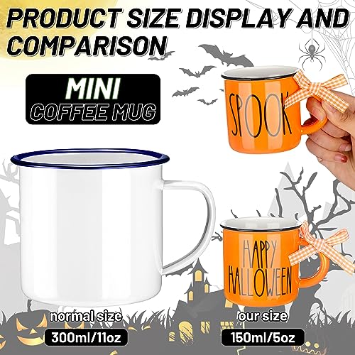 6 Pcs Halloween Mini Coffee Mugs Boo Pumpkin Trick or Treat Mini Coffee Cups for Tiered Tray Decor Halloween Coffee Bar Decor for Home Kitchen Table Decor Centerpieces Housewarming Gift