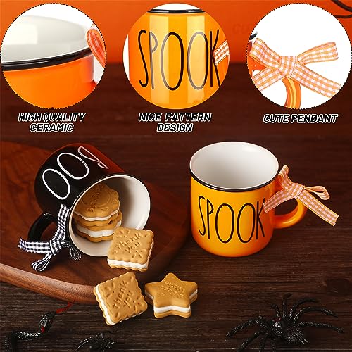 6 Pcs Halloween Mini Coffee Mugs Boo Pumpkin Trick or Treat Mini Coffee Cups for Tiered Tray Decor Halloween Coffee Bar Decor for Home Kitchen Table Decor Centerpieces Housewarming Gift