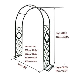 Metal Garden Arch,Garden Arbor,Rose Arches,Rose Arch Trellis,Rose Arbor Climbing Plants for Support,Rose Frame for Various Climbing Plant140*230Cm (Color : Brown, Size : W180cmXH230cmXD40cm)