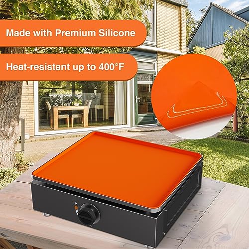 Merapi 17" Griddle Mat Silicone for Blackstone, Food-Grade Silicone Griddle Cover Mat, Griddle Accessories for Blackstone, All Season Protective Cover for Blackstone Grill Outdoor Indoor (Orange)