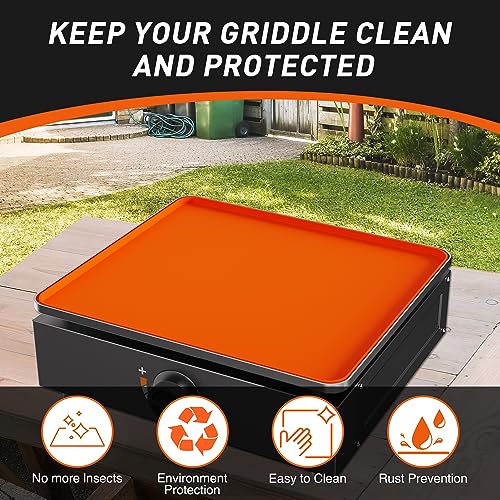 Merapi 17" Griddle Mat Silicone for Blackstone, Food-Grade Silicone Griddle Cover Mat, Griddle Accessories for Blackstone, All Season Protective Cover for Blackstone Grill Outdoor Indoor (Orange)