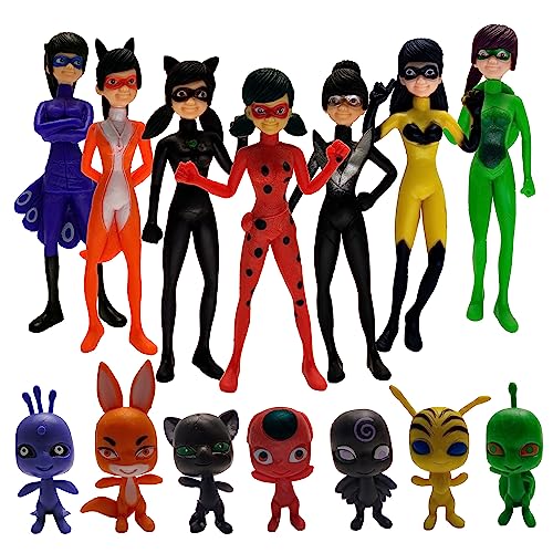 Cartoon-Inspired Ladybug Fantasy Magic Ladys (Set of 14 pcs), Action Figures, Toys, Cake Toppers