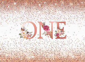 7x5ft rose gold glitter texture first floral 1st birthday girl party decorations photo backdrops miss onederful photography background (7x5ft（200x150cm）)