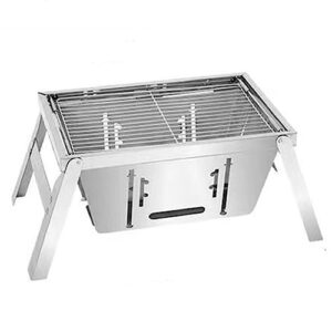 aumfky folding charcoal grill, stainless steel portable bbq grill, outdoor small barbecue grill for camping hiking picnics traveling 12.5''x8.7''x7''