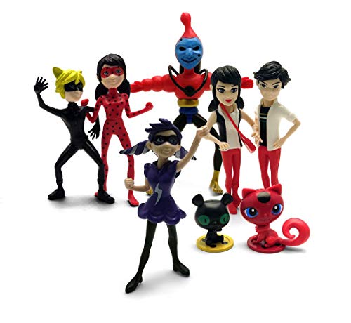 Cartoon-Inspired Ladybug and Cat Noir (Set of 8 pcs), Action Figures, Toys