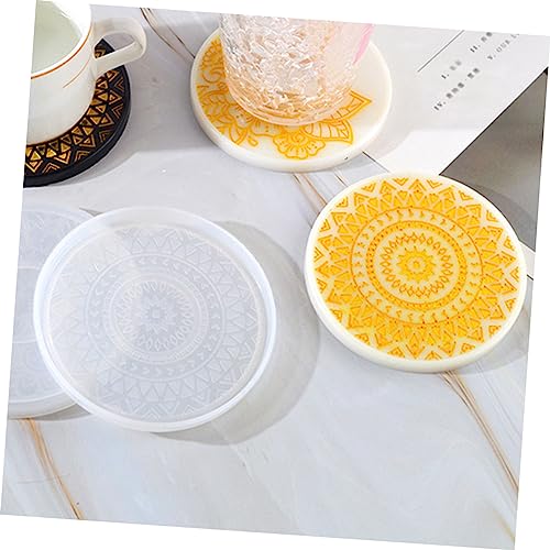 TEHAUX 2pcs House Decorations for Home Tool Tray Silicone Molds Silica Gel Silicone Coaster Mould Coaster Mold Silicone Tray Mold Base Diffuser Stone Epoxy Mold Round Tea Coaster