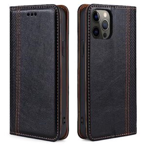 arseaiy case for oppo reno 6 pro plus 5g/reno 6 pro 5g（snapdragon） flip phone case shockproof pu leather wallet case cover with card holder kickstand shell black