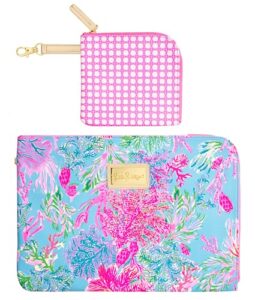 lilly pulitzer padded tech sleeve with small zip pouch for accessories, cute laptop case for women, tablet bag or 13 inch laptop sleeve (cay to my heart)