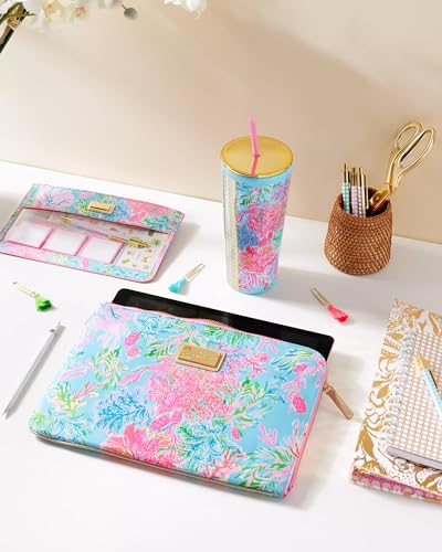 Lilly Pulitzer Padded Tech Sleeve with Small Zip Pouch for Accessories, Cute Laptop Case for Women, Tablet Bag or 13 Inch Laptop Sleeve (Cay to My Heart)