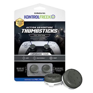 kontrolfreek cqc classic for playstation 4 (ps4) and playstation 5 (ps5) controller | performance thumbsticks | 2 mid-rise concave | gray/white